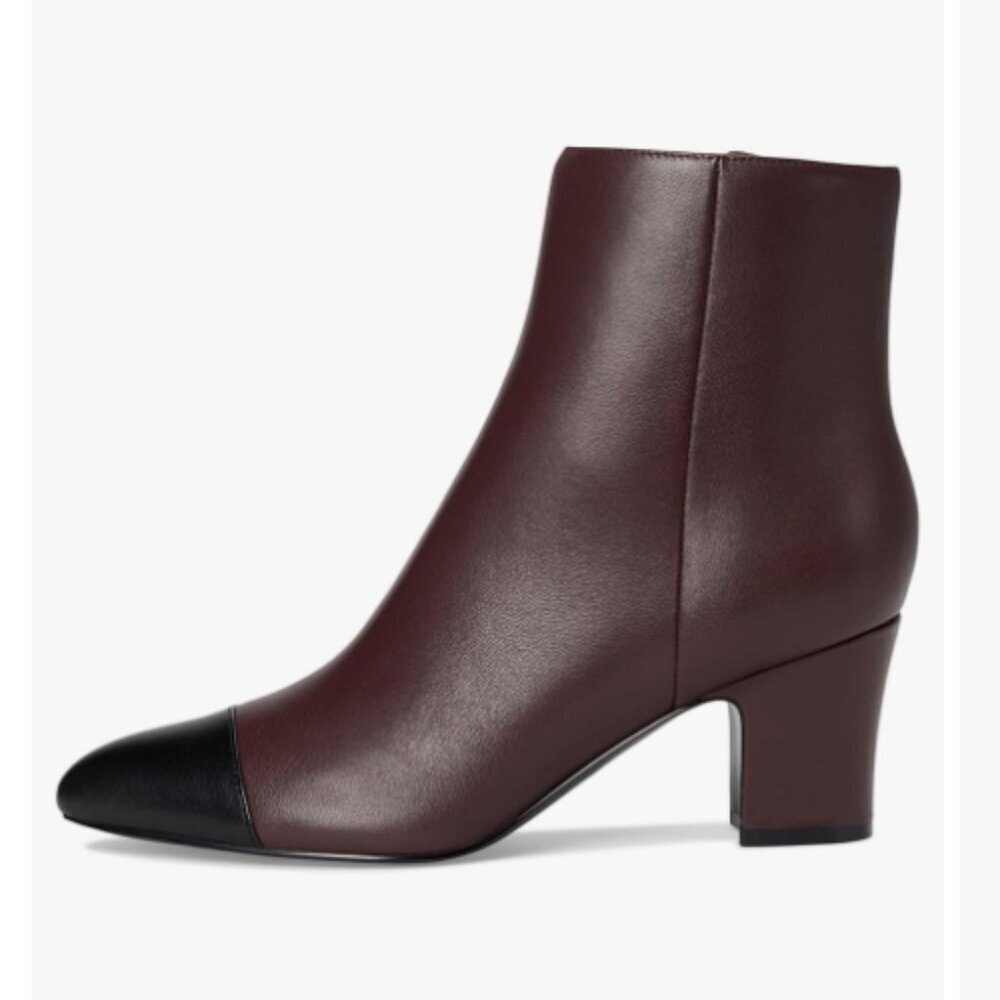 Marc Fisher Ltd Aleea Cap Toe Bootie Women's Cordovan/Black size 8.5‎ NEW